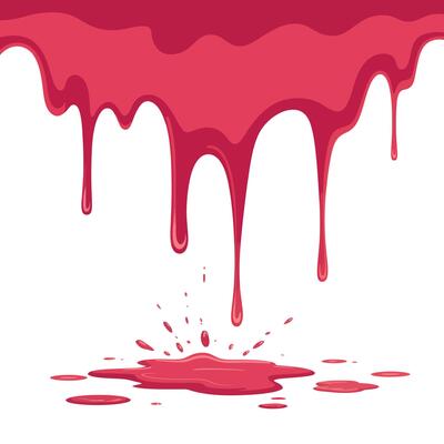 Cartoon Red Paint Dripping and Splattering on White Background Illustration for Graphic Design Web Design or Creative Projects Requiring a Bold and