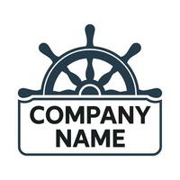 Nautical Company Logo Template with Ship Wheel and Space for Company Name on White Background for Branding and Identity Design Purposes vector
