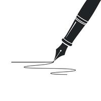 Elegant Fountain Pen Writing a Line on White Paper Symbolizing Authorship Calligraphy or the Act of Signing Documents vector