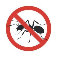No Ants Allowed Symbol Illustration Pest Control Sign Insect Prohibition Red Circle with Line Isolated on White Background vector