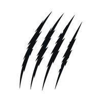 Four Black Claw Marks Isolated on White Background Animal Scratch Monster Trace Horror Design Element Illustration for Halloween or Creative Projects vector