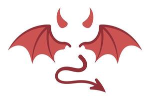 A Cartoonish Red Devil Design with Horns Wings and Tail on a White Background for Halloween vector