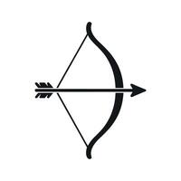 Simple Black and White Bow and Arrow Illustration for Archery Hunting and Target Practice Designs and Projects on White Background vector