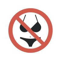 Bikini Prohibited Sign Red Circle with a Line Through a Bikini Swimwear Not Allowed No Swimsuits Permitted vector