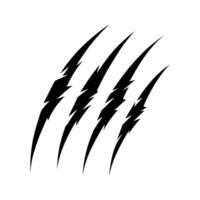 Four Black Claw Marks on a White Background Symbolizing Aggression Power or a Wild Animal Scratching Isolated for Design Elements vector