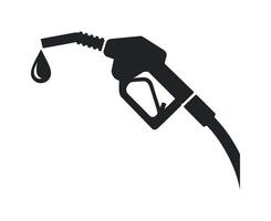 Isolated Black Silhouette of a Fuel Nozzle with a Dripping Drop on a White Background for Design vector