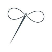 Minimalist Needle and Thread Illustration for Sewing Crafting and Tailoring Projects with a Clean and Simple Design on White Background vector