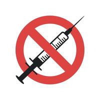 No Drugs Sign with Syringe Silhouette in Red Circle Symbolizing Prevention and Awareness of Substance Abuse and Addiction Issues vector