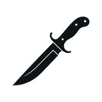 Black Silhouette of a Hunting Knife with a Guard on a White Background in a Style vector