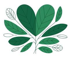 Botanical Illustration of a Green Leafy Plant with Simple Lines and Shapes on a White Background for a Modern Design Aesthetic vector