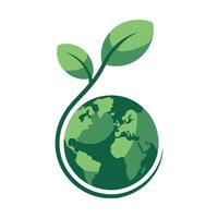 Green Earth Globe with Sprout Symbolizing Environmental Protection and Sustainability Initiatives for a Healthy Planet and Ecosystems Conservation vector
