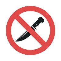 Prohibition sign with a knife indicating no knives allowed violence prevention safety regulations and a symbol against weapons and sharp objects vector