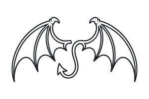 Outline Illustration of Devil Wings and Tail Isolated on White Background Perfect for Halloween or Fantasy Themed Designs Graphic Element vector