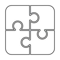 Simple Outline Illustration of a Square Jigsaw Puzzle with Four Pieces for Problem Solving Concepts vector