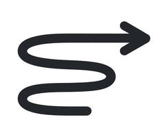 Winding Path Arrow Icon Directional Symbol with Curves Navigation and Guidance Simple Graphic Element Illustration Isolated on White vector