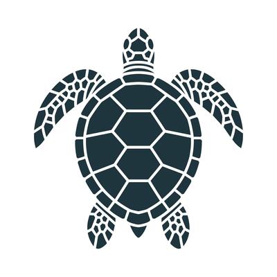 Sea Turtle Silhouette with Geometric Shell Pattern Marine Life Illustration Ocean Animal Design Isolated Graphic Conservation Symbol Wildlife Art Turtle Icon