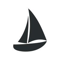 Simple Graphic Illustration of a Sailboat on a White Background in Dark Gray Color Minimalist Design Style vector