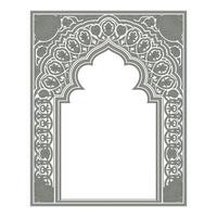 Ornate Architectural Archway with Floral and Geometric Elements Ideal for Framing Text or Images in a Soft Gray Color Palette on White vector