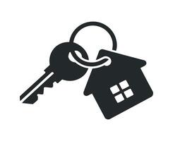 House Key with House Shaped Keychain Symbol of Real Estate Buying or Renting a Home Isolated on White Background vector