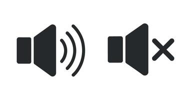 Sound On and Sound Off Icons for Website and App Interfaces Representing Volume Control and Mute Functionality vector