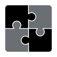 Four Piece Jigsaw Puzzle with Black and Gray Colors Representing Teamwork Strategy Solutions and Problem Solving in Business and Life vector