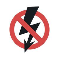 No High Voltage Danger Sign with Black Lightning Bolt and Red Circle with Line Through it on White vector