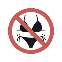 No Bikini Allowed Symbol with Red Circle and Slash Prohibited Swimwear Sign Isolated on White Background Illustration vector