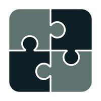 Four Piece Jigsaw Puzzle with Rounded Corners in Two Shades of Gray on a White Background Represents Teamwork vector