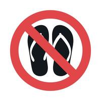 No Flip Flops Allowed Sign with Red Circle and Slash Indicating Prohibition of Wearing Sandals in Certain Areas or Situations vector