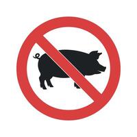 Prohibition Signs Featuring a Pig Silhouette with a Red Circle and Diagonal Line Indicating No Pigs Allowed vector
