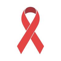 Simple Red Ribbon Symbol on White Background for Aids Awareness and Support Campaigns and Healthcare Initiatives Worldwide vector
