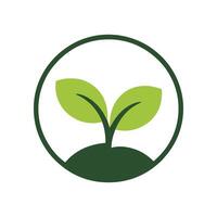 Simple Green Sprout Icon in Circle Frame Symbolizing Growth Sustainability and Environmental Awareness for Eco Friendly and Organic Concepts vector