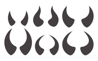 Set of Various Horns in Different Sizes and Shapes Isolated on White Background Illustration Design Element vector