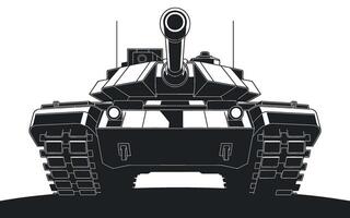 Monochrome Front View Illustration of a Heavy Battle Tank with a Powerful Gun and Protective Armor Plating Design vector