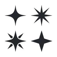 Collection of Four Different Star Shapes in Black Color Isolated on White Background for Graphic Design and Decoration Purposes vector