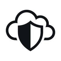 Cloud Security Icon with Shield Symbolizing Data Protection and Cybersecurity in a Simple and Modern Design vector