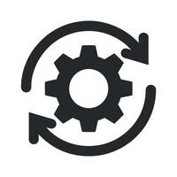 Gear with Circular Arrows Symbolizing Process Automation and Continuous Improvement in Business and Technology Isolated on White Background vector