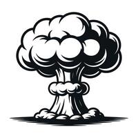 Monochrome Atomic Bomb Explosion Illustration for Graphic Design Projects and Symbolizing Nuclear Power and Destruction with a Vintage Style vector
