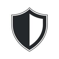 Abstract Shield Icon Divided in Half One Side Black and the Other Side White Isolated on a White Background Illustration vector