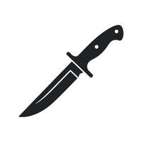 Black Silhouette of a Hunting Knife with a Sharp Blade and a Comfortable Handle for Outdoor Activities and Survival Situations vector