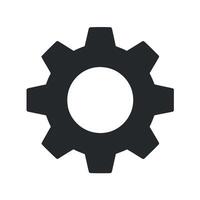 Simple Gear Icon in Dark Gray on White Background for Engineering Mechanical or Settings Applications and Designs vector