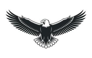 Majestic Bald Eagle Illustration A Powerful Symbol of Freedom and Strength with Wings Spread Wide in Bold Black and White Design vector