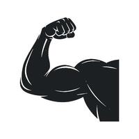 Strong Arm Flexing Muscles in Black and White Illustration for Fitness and Strength Concepts vector