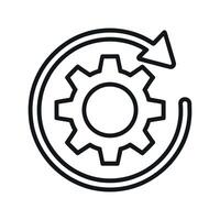 Gear with Circular Arrow Icon Symbolizing Process Automation and Workflow Optimization Isolated on White Background Simple Line Style vector