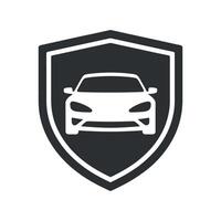 Car Security Shield Icon for Automotive Protection and Safety Representing Vehicle Insurance and Secure Transportation Solutions with a Modern Design vector