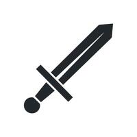 Simple Black Silhouette of a Medieval Sword on a White Background Representing Weaponry History Fantasy and Game Design Elements vector