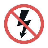 No High Voltage Sign with a Red Circle and Line Indicating Danger and Safety Regulations on a White Background vector