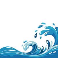 Stylized Blue Water Wave Illustration with Splashes and Drops on a White Background for Design Elements and Creative Projects vector