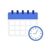 Blue and White Calendar with Clock for Schedule and Time Management vector