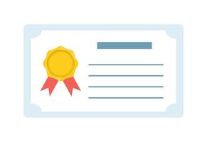 Award Certificate with Yellow Seal and Red Ribbons Framed in Light Blue for Academic and Professional Recognition vector